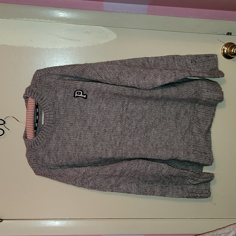 victorias secret pink gray campus sweater size large